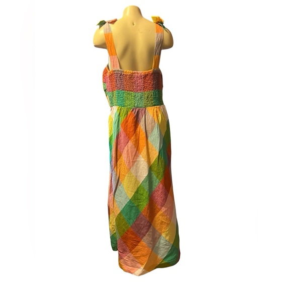 Orange and Yellow Sleeveless Sundress with Square Neck - Picture 6 of 12